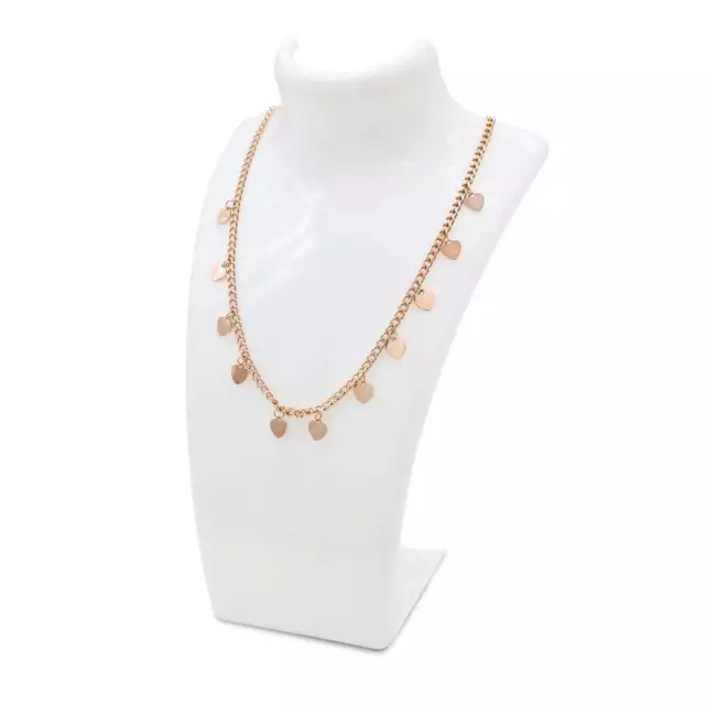 Choker necklace Curb chain with heart shape pendant Rose Gold