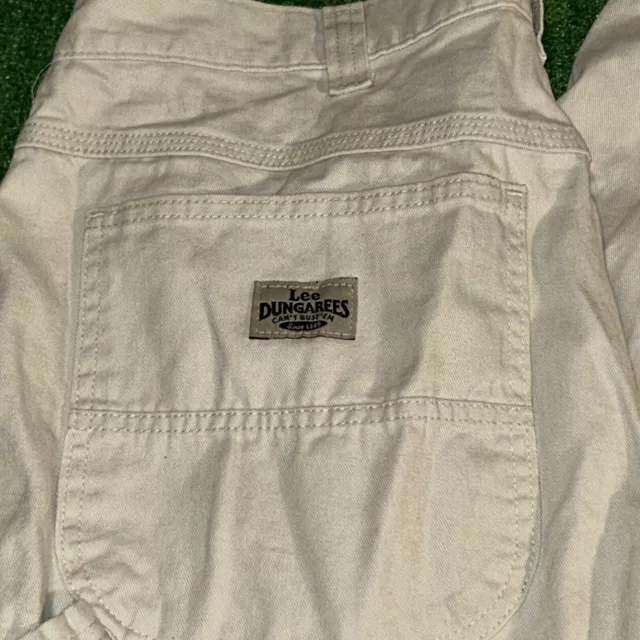 VTG Lee Dungarees Casual Pants - Size 36 x 30 - White 2