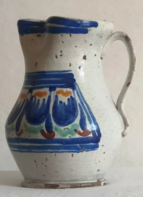antica brocca cannata siciliana ceramica policroma decorata a mano 24 cm alta