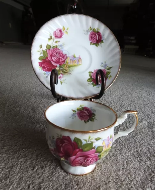 Vintage Queens Rosina Bone China Tea Cup & Saucer Rose Cottage Gold Gilded