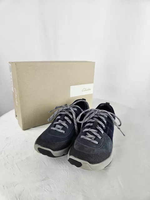 CLARKS ANDES WAVE Nubuck Marine Blue Comfort Walking Shoes Women's 5M ...