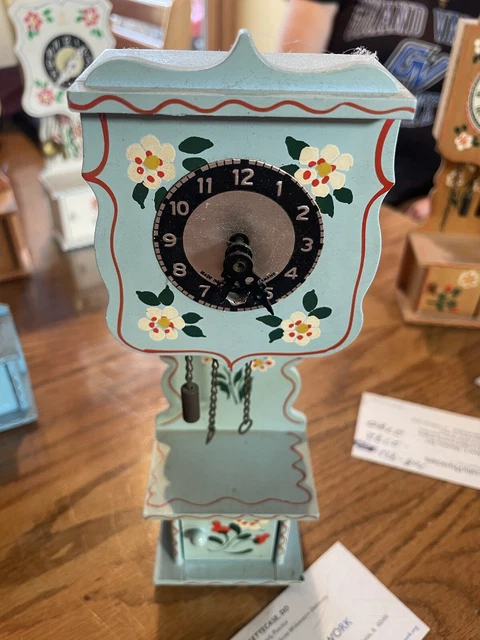 Vintage Heco 12” German Miniature Grandfather Clock.  For Parts Or Repair No Key