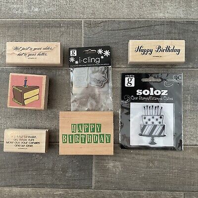 Scrapbooking Stamps Birthday Gift Present Themed Lot of 8