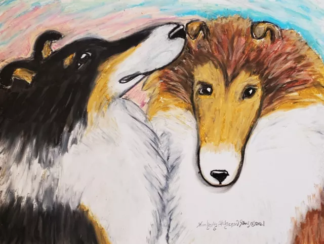 COLLIE Gossip 8x10 Art Print from Painting | Gifts, Poster Picture for Dog Lover