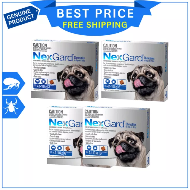 Nexgard Monthly Flea and Tick Prevention 3,6,12 Chews BLUE for 4 to 10 Kg Dogs