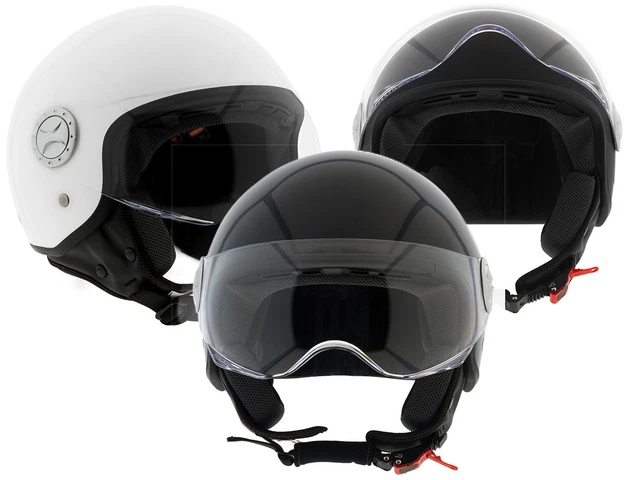 Casco Jet Scooter Demi Omologato ECE 22-06 - Visiera Avio Bianco, Taglia M (57-58 Cm) - Foto 10