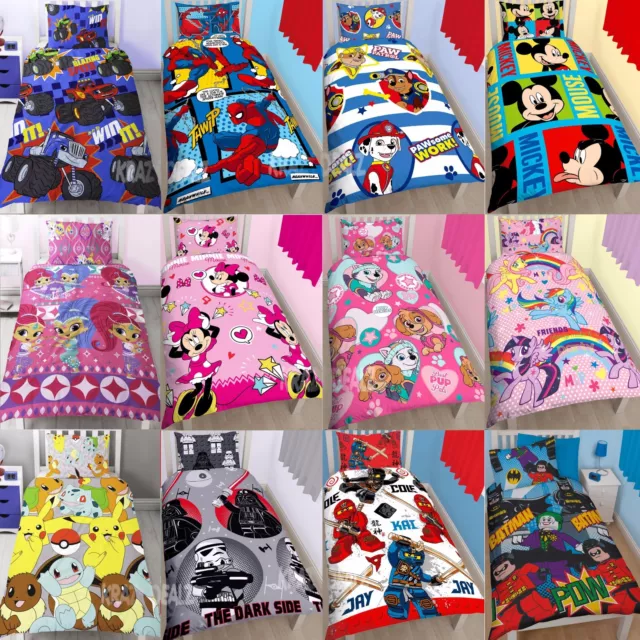 Official Licensed Character Single Duvet Cover Bed Set Kids Boys Girls Gift