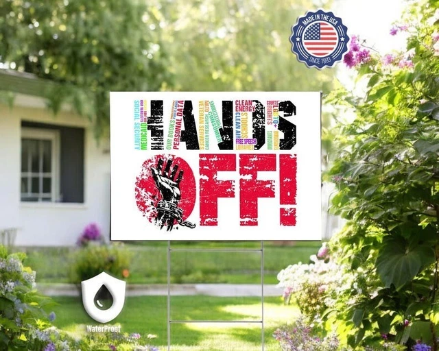 HANDS OFF PROTEST Yard Sign, Anti Trump Garden Sign, Protest Sign For ...
