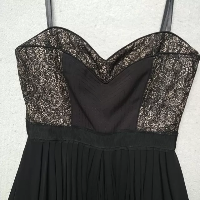 BCBGMAXAZRIA Dress Womens XS Black Sweetheart Lace Fit & Flare Strapless Ladies 2