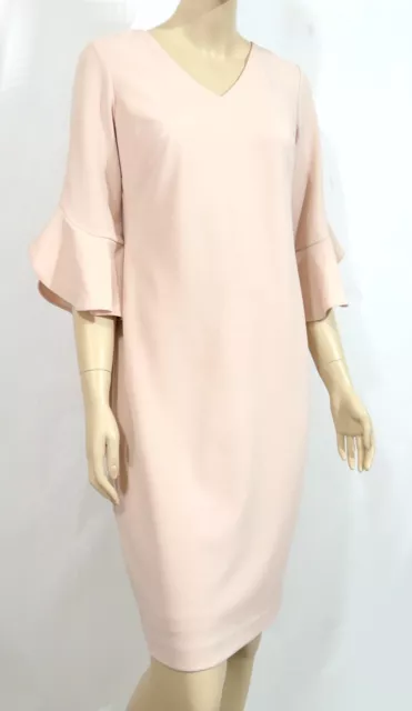 Calvin Klein Vietnam Pastel Pink Powder Sheath Dress Layered Bell Sleeve 10