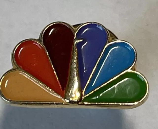 Vintage N.B.C. Television Colored Peacock Enameled Lapel Pin Marked NBC on Back