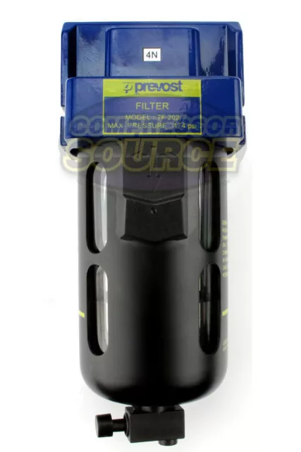 Prevost Compressed Air Inline Moisture Trap Water Separator Filter 1/2" FNPT New