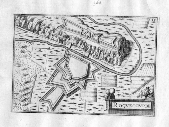 1630 Roquecourbe Tarn Frankreich Kupferstich Karte map engraving gravure Tassin