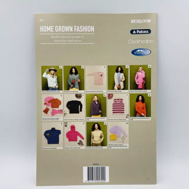 Home Grown Fashion Knitting Pattern Book 372 Patons/Heirloom/Cleckheaton/Shepher 2