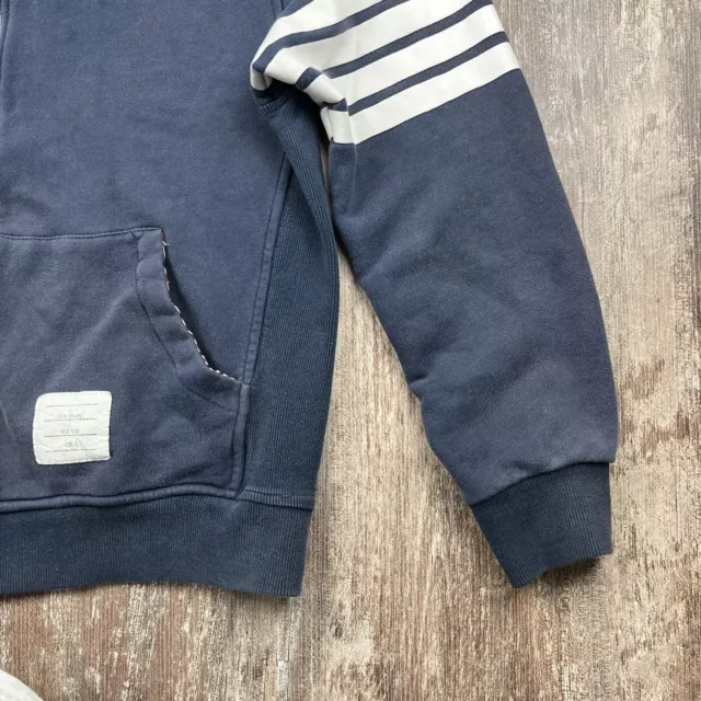 Thom Browne Zip Hoodie Sweatshirt Size 3 Navy Blue White Stripes Made In Japan 2