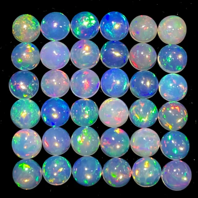 12 Stück Natürlich Opal 5mm Rund Flashy Multi Farben Lose Cabochon Edelsteine