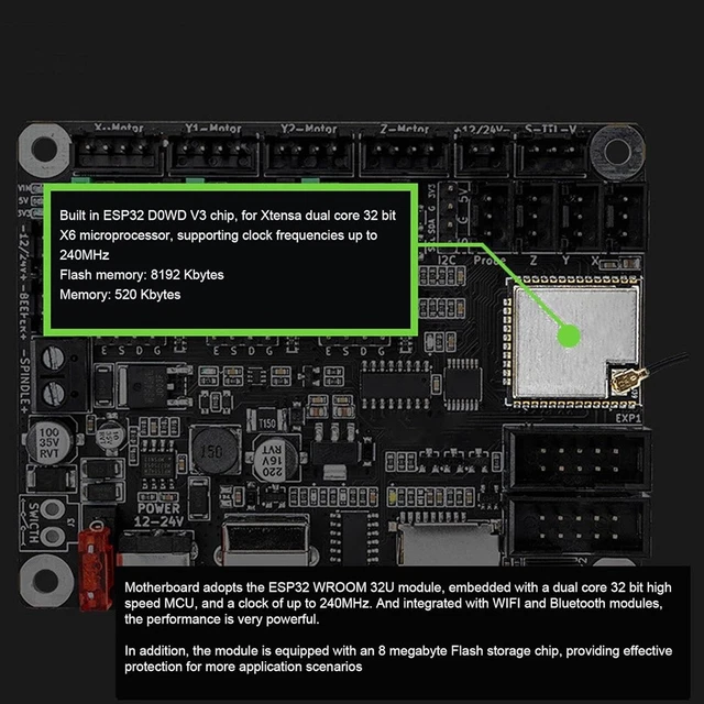 Carte Mère MKS DLC32 V2.1 Pour Machine De Gravure Laser CNC - 32 Bits ESP32, WIFI, écran Tactile 2.4" - Compatible NEMA17/23