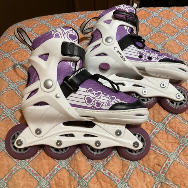 Roller Derby Stryde Inline Skate Roller Blades Girls Adjustable 2-5 White Purple 2