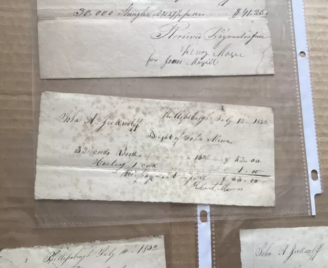 Lot of 6 Antique 19th Century (1830+) Hand Written And Signed Receipts 3