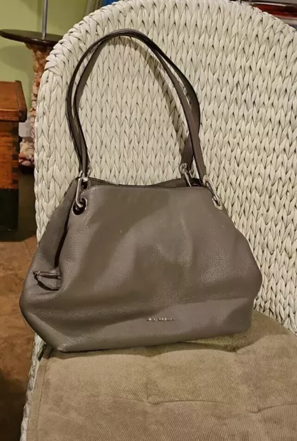 Michael Kors Raven  Pebbled Leather Handbag Gray Color