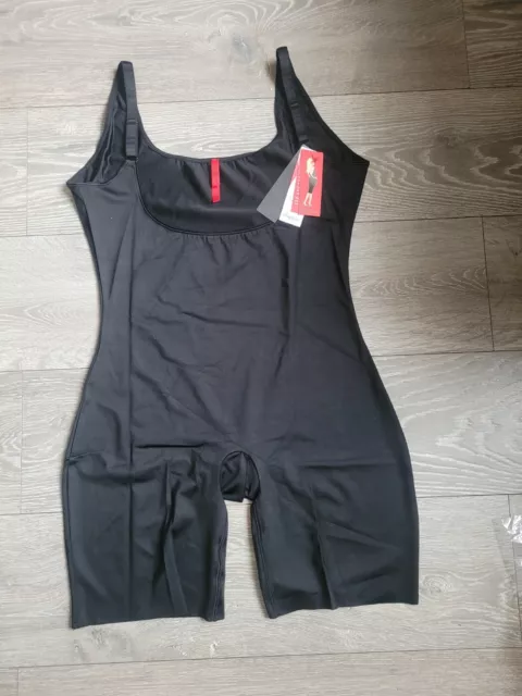 SPANX SLIMPLICITY OPEN-BUST Mid-Thigh Bodysuit Slip Suit Black US