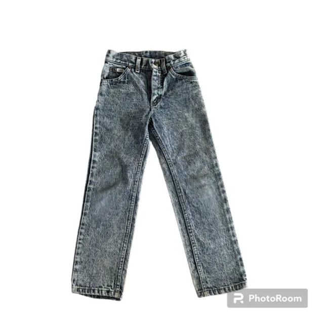 Vintage 80s Little LEE Jeans Kids Size 8 Slim Blue Acid Wash USA Made