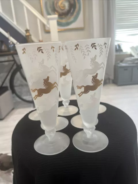 Libbey - Cavalcade - Mid Century Modern Frosted Pilsner Beer Glasses - Set Of 7