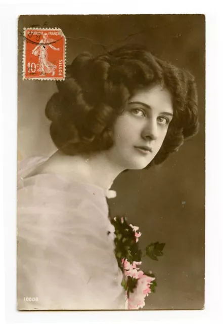 c 1910 European Glamour YOUNG BEAUTY Pretty Lady photo postcard