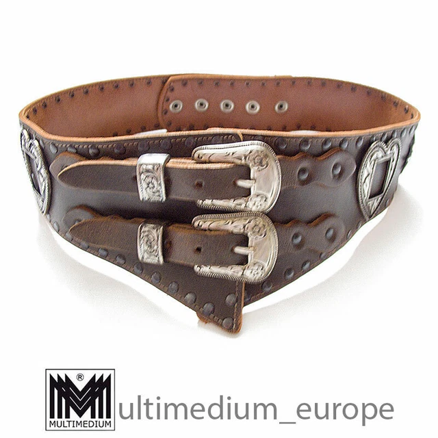 Ampia cintura costume tradizionale vera pelle cuore bianco pregiato costume vintage belt