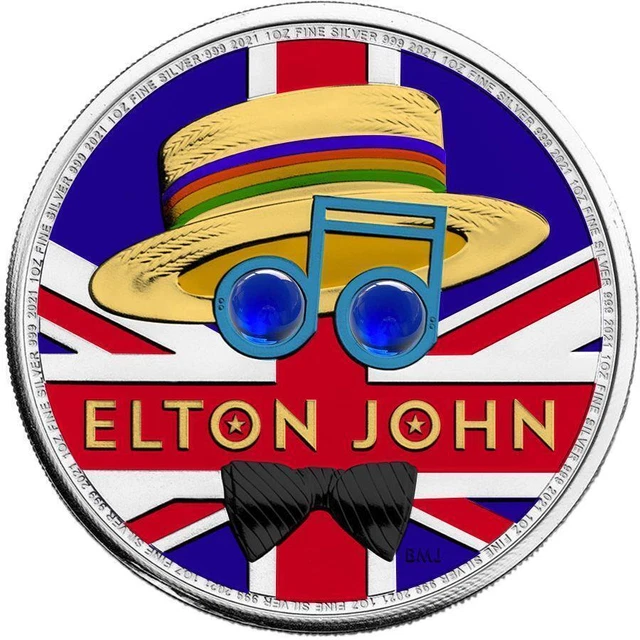 2021 Uk 2-Pounds Music Legends - Elton John 1Oz Silver Coin