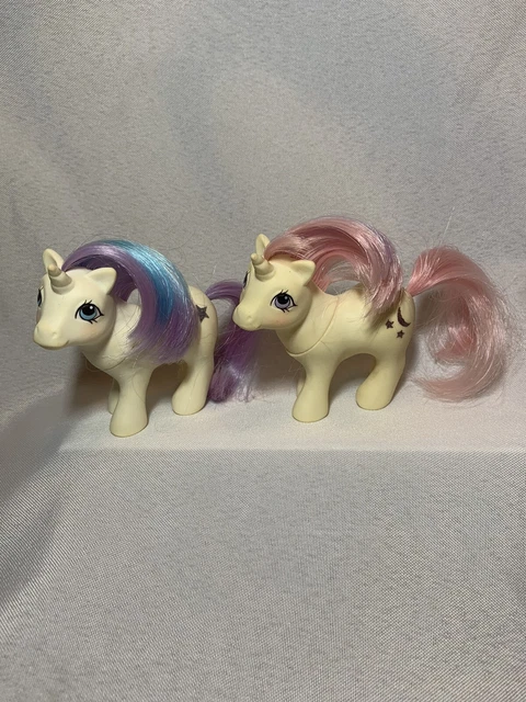 Vintage 1984 Baby Moon Dancer & Baby Glory G1 My Little Pony Hasbro.  YELLOWED.
