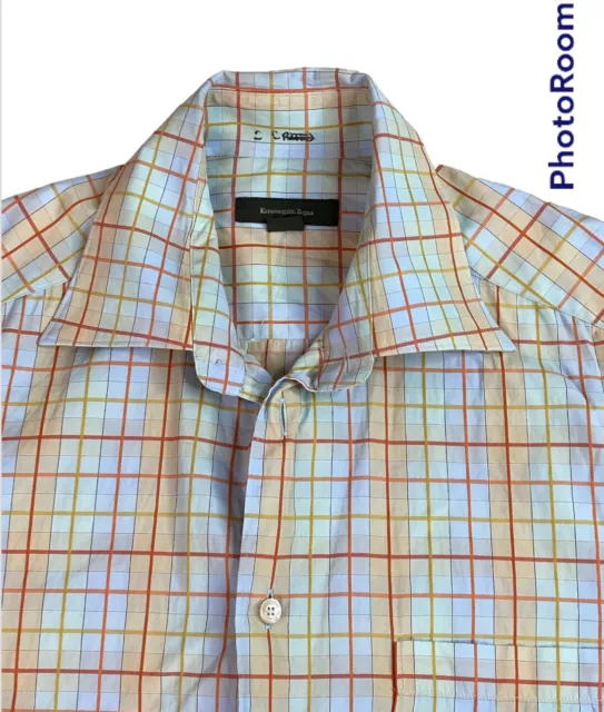 Ermenegildo Zegna Shirt XL Button Down Casual Long sleeve Plaid Multicolor