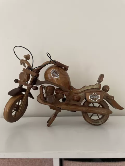 Model Harley Davidson Wooden Fatboy Motorcycle, Wood Art Bike