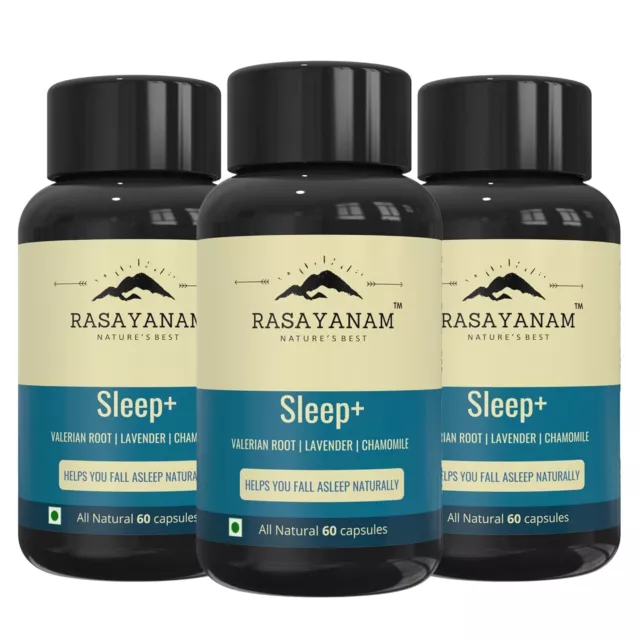 Rasayanam Sleep+ PACK OF 3 | Valerian Root, Lavender, Chamomile