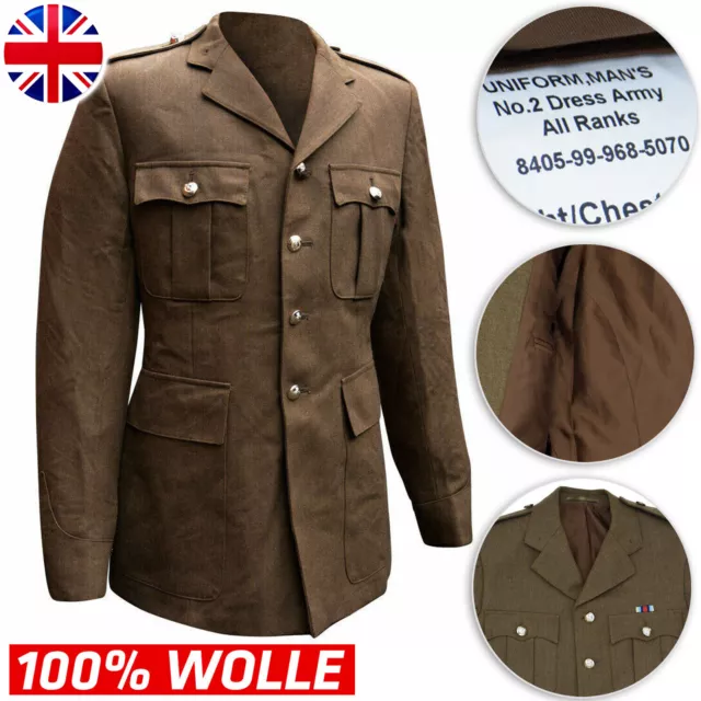 Original Britische Armee Jacke No 2 Uniform Braun Tunika British Army Khaki