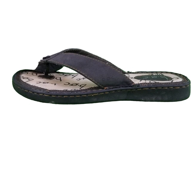 BOC Born Concept Sandal Womens 7/38M Black Thong Flip Flop Casual Leather BC3297