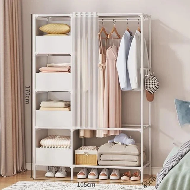 Armoire de rangement, garde,robe, armoire penderie blanc 90x50x180 cm acier con11268