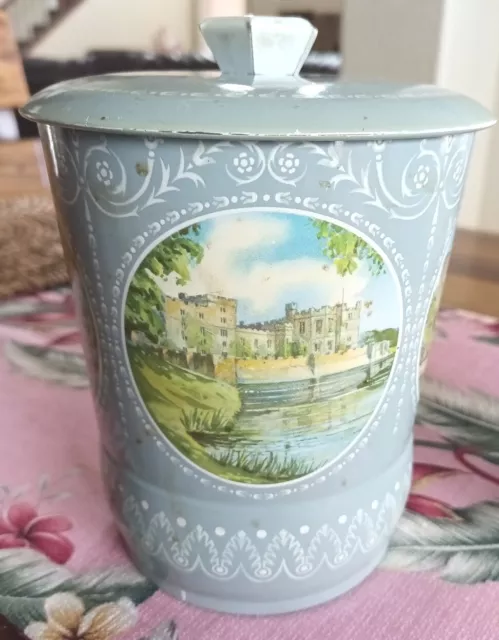 Vintage tea caddy, George Horner ltd. Beautiful  blue/gray castles circa 1930s