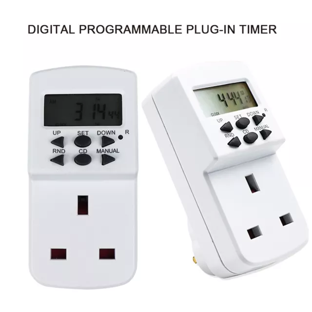 Electronic Digital Mains Plug-in Timer Socket with LCD Display 12/24 Hour 7 Days 2