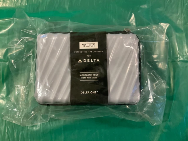 TUMI for DELTA ONE Amenity Kit Mini Hard Shell Grey Travel Toiletry Case Bag