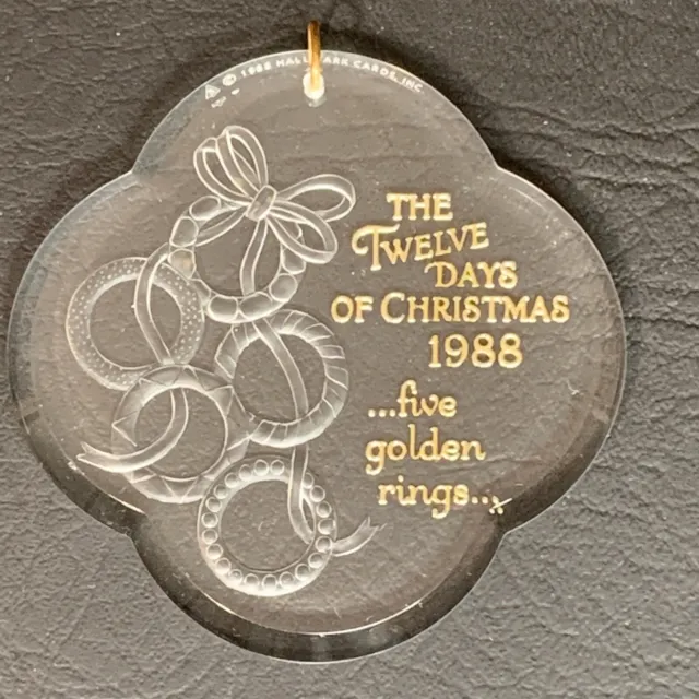 Hallmark Twelve Days of Christmas Five Golden Rings Acrylic Ornament 1988