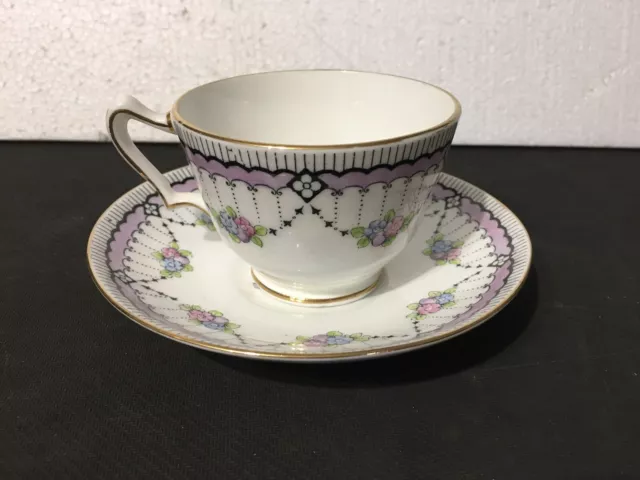 Antique 1925 Fine Bone China Crown Staffordshire Tea Cup & Saucer