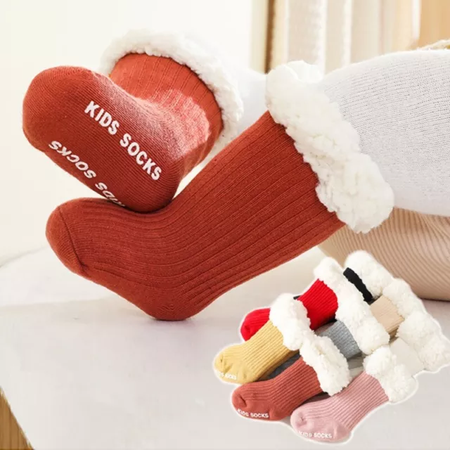 Baby Socks Winter Thicken Warm Floor Socks for Girls Boys Cotton Anti Slip Solid 2