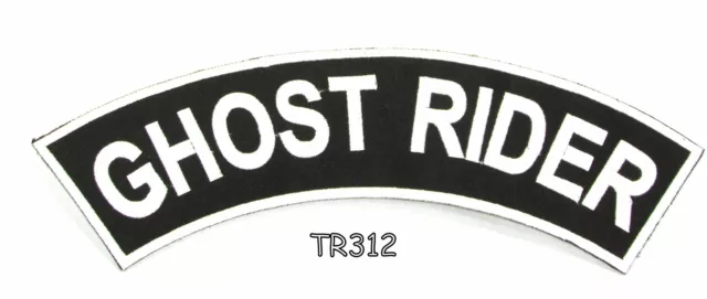 Ghost Rider White Border Top Rocker Decorative Patch for Biker Vest or Jacket