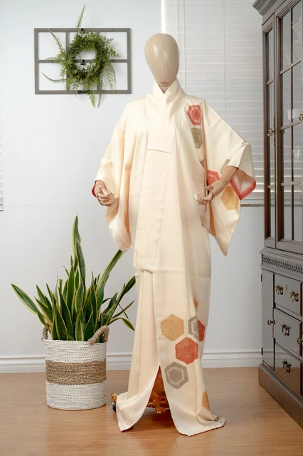 Dear Vanilla Japanese Silk Kimono Women's Robe Gown Authentic Japan Vintage Mint
