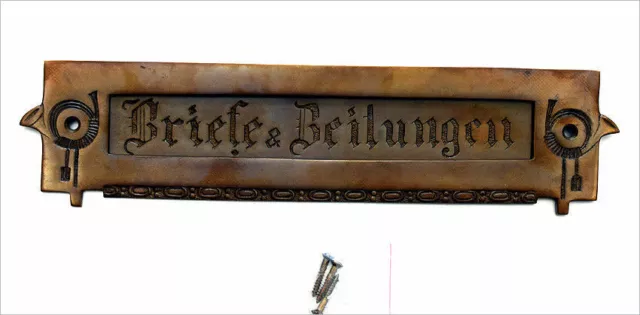 Briefschlitz Briefklappe Brief Einwurf Messing Antik Style Jugendstil Post TLP1A