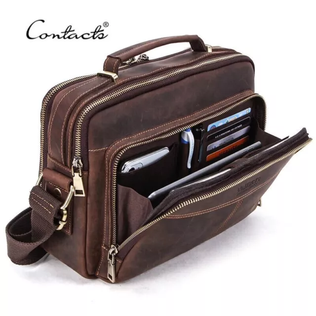 Contacts Vintage Homme Cuir Sac Bandoulière Sac d'Épaule Sac à Main Pr 9,7" iPad