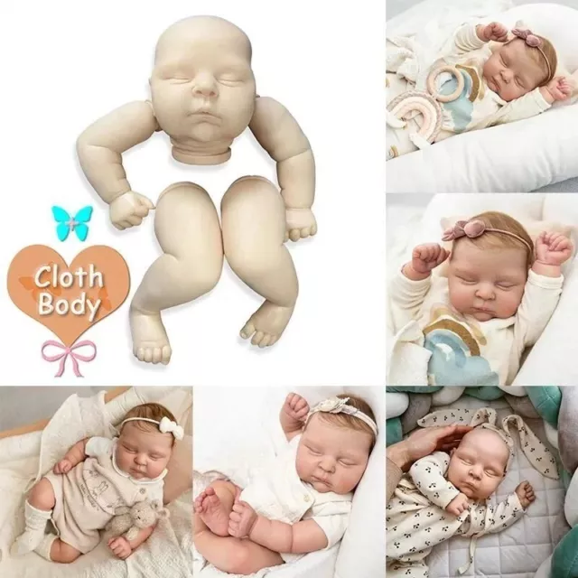 DIY 21" Reborn Doll Kit: Unpainted, Veined, Cloth Body, Peaches Skin