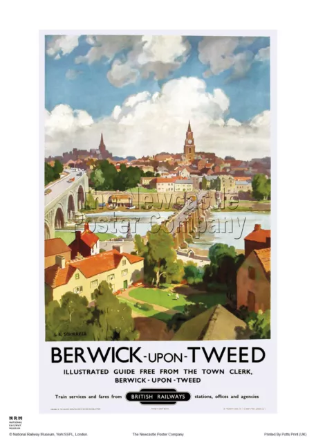 Berwick Upon Tweed Retro Art Vintage Holiday Railway Travel Poster Advertising