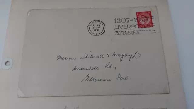 STAMPS - GB 'Liverpool's 750 Years of Progress' POSTMARK - 1957, RARE